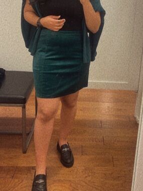 LOFT Emerald Green Velvet Mini Skirt